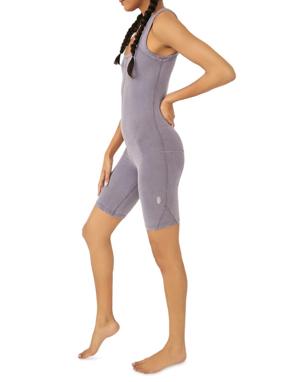 FP Movement by Free People Lavender Gray Fitted Jumpsuit Romper